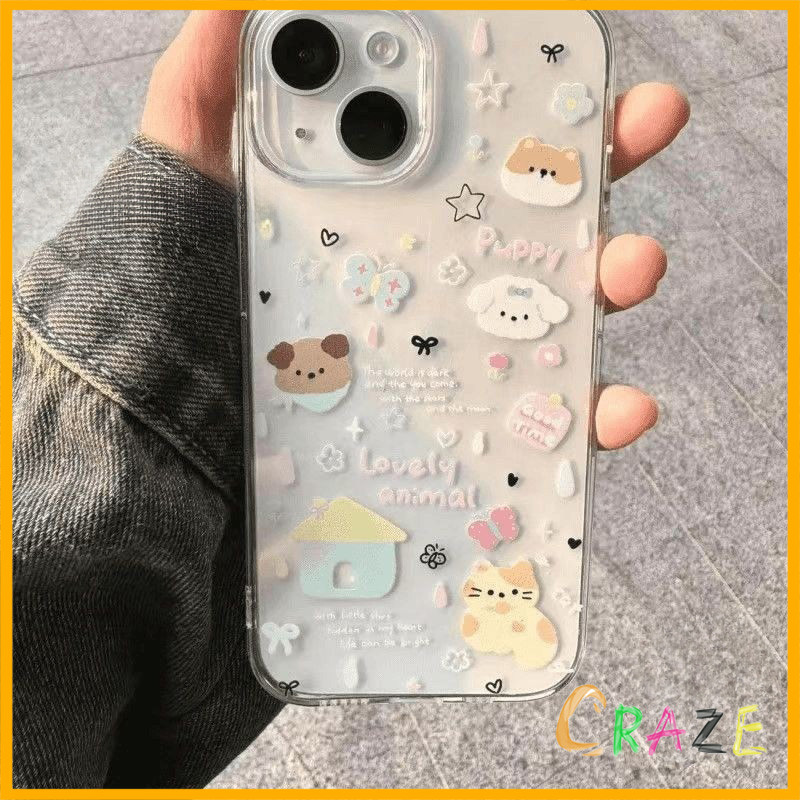 For IPhone 14 11 13 15 12 Pro Max XR X XS Max 7 8 Plus การ์ตูนหมาผีเสื้อน่ารัก คู่ คำนับความสนุก คนรัก ความหรูหราเคส