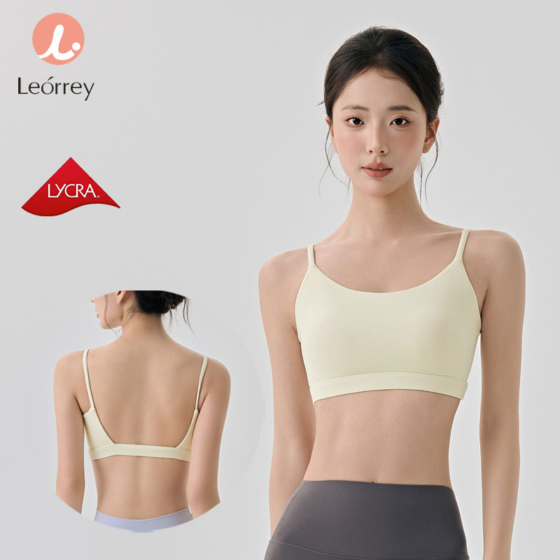 Leorrey-เสื้อชั้นในแบบไม่มีรอยต่อสำหรับโยคะและฟิตเนส สายบาง ยืดหยุ่นสูง ทำจากไลคร่า