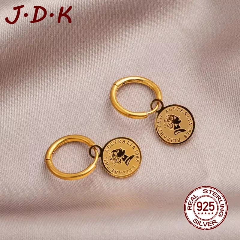 ต่างหูทอง JDK 18K สไตล์คู่รักเหล็กไทเทเนียม