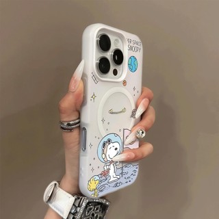 Moon Snoopy รูปแบบ 2 in 1 กรณีเหมาะสําหรับ iPhone 11 12promax 12 13 14 15 pro max กรณีปกหลัง 14promax 15pro 16 Pro max 17promax ปลอก