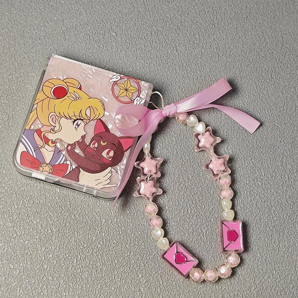 เหมาะสําหรับ Samsung Galaxy Zflip7 การ์ตูนสาวสวยเคสโทรศัพท์สําหรับ ZFlip 7 6 5 4 3 5G N3flip Mixflip Lanyard เปลือกพับฝาครอบป้องกัน