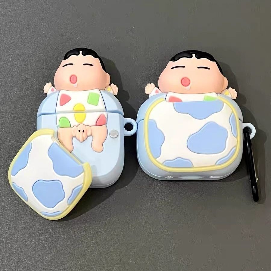 หูฟังบลูทูธไร้สาย 3D การ์ตูนชินจัง รุ่นที่สาม คุณภาพเสียงสูง หูฟังแบบใส่ในหูที่ใช้ได้กับแอนดรอยด์