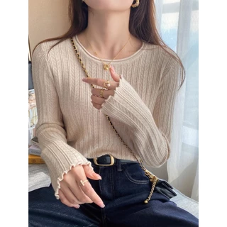 Chili Koko 7 สี เสื้อฐานสำหรับผู้หญิง สีขาว เสื้อถักน่าระทึกใจ สเวตเตอร์ ทรงสลิมฟิต เหมาะสำหรับใส่ด้านใน -88017