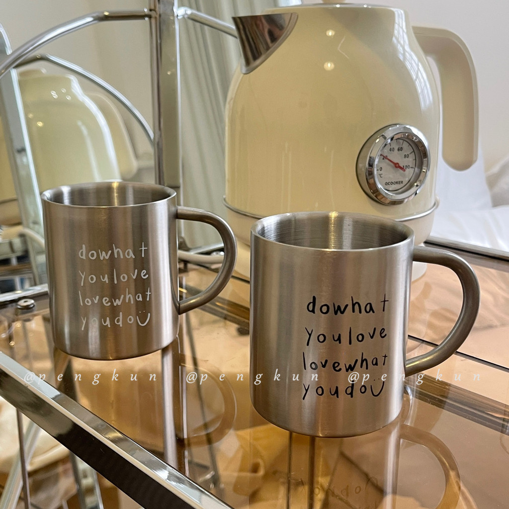 เกาหลี อิน แก้วสแตนเลส ซอก เรียบง่าย ถ้วยกาแฟหอพักครัวเรือนง่ายอังกฤษถ้วยน้ําคู่ [จริง 304 เกรดอาหาร] - รูปที่ 2