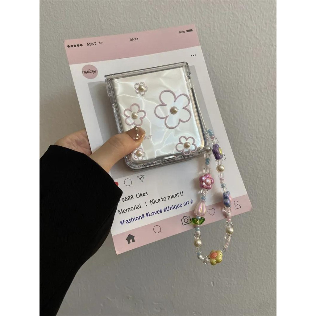 เหมาะสําหรับ Samsung Galaxy Z Flip7 สายโปร่งใสดอกไม้สร้อยข้อมือเคสโทรศัพท์ Lanyard เปลือกพับสําหรับ Zflip 7 FE 6 5 4 3 5G N3Flip MixFlip PC ฝาครอบป้องกันแบบแข็ง - รูปที่ 7