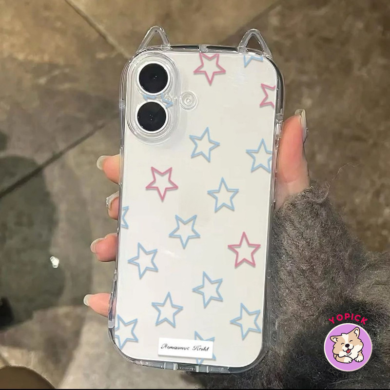 เหมาะสําหรับเคสโทรศัพท์ iPhone16 Colored Stars ใหม่ iPhone 151413 12 11pro หูแมว xsmax ซิลิโคน xs/xr ผู้หญิง 78 โปร่งใส TED - รูปที่ 4