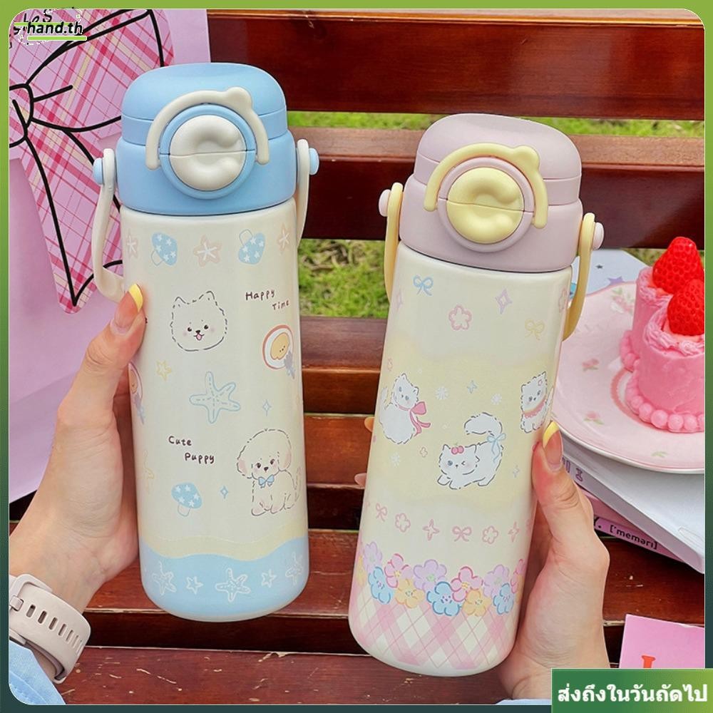 ขวดน้ํามือ, ป้องกันการรั่วซึม 316 ถ้วยเก็บความร้อนสแตนเลส, ลูกแมวการ์ตูนแบบพกพาอินเทรนด์ 500 มล. ถ้วยฉนวนสําหรับสาวเลดี้