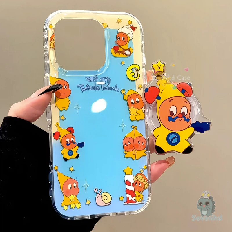 น่ารัก Twinkle Twinkle Star ปลอกเด็ก + เชือกเส้นเล็กสําหรับ iPhone 11 16 7Plus 15 14 13 12 Pro Max X XR Xs Max 8Plus การ์ตูน Jelly Clear Glitter เคสโทรศัพท์แฟชั่นฝาครอบป้องกัน