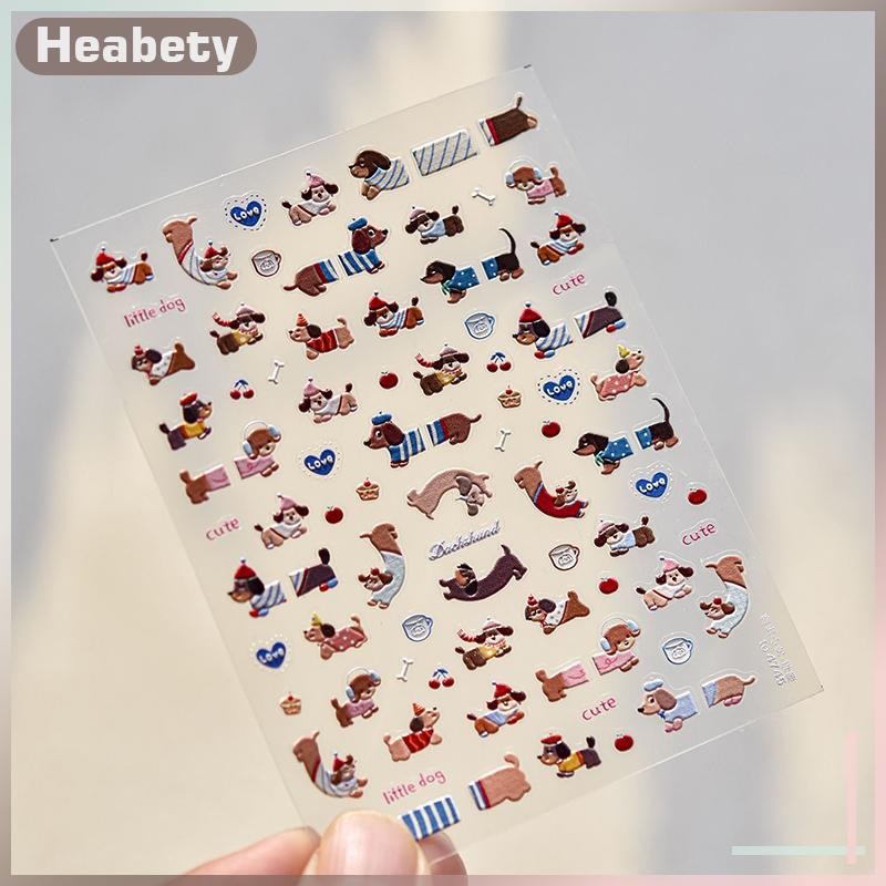 [ Heabety] น่ารักไส้กรอกสุนัข Self กาวสติกเกอร์เล็บการ์ตูนเล็บ Decals Creative DIY ตกแต่งสติกเกอร์เล็บของขวัญ [COD]