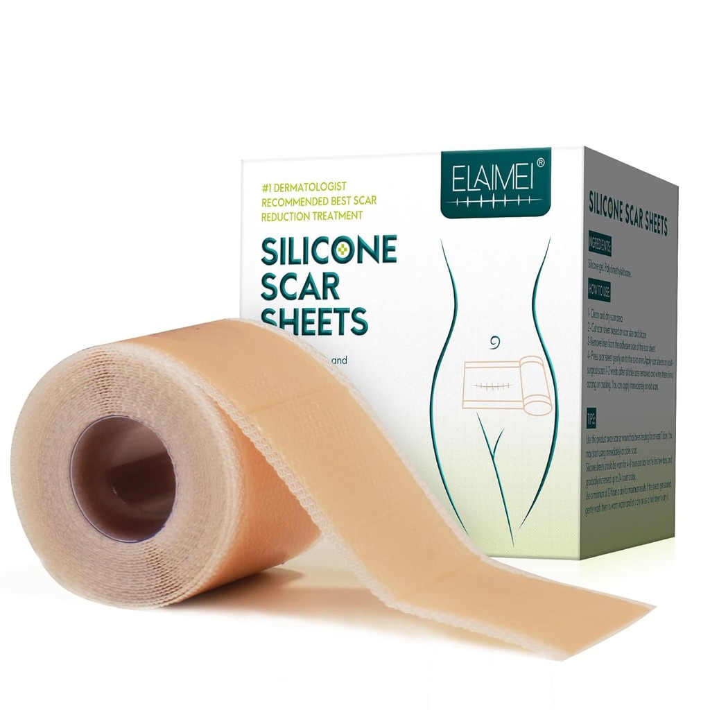 Silicone Scar Sheets (1.6” x 120” Roll-3M), Silicone Scar Tape Roll, Scar Silicone Strips, Reusable,
