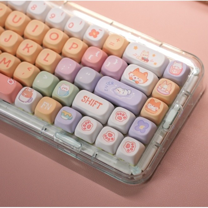 PBT Keycap Group Gradient MOA Bear/ Christmas Eve/Happy Dog/Wave น่ารักการ์ตูนสัตว์ Keycap Mechanica