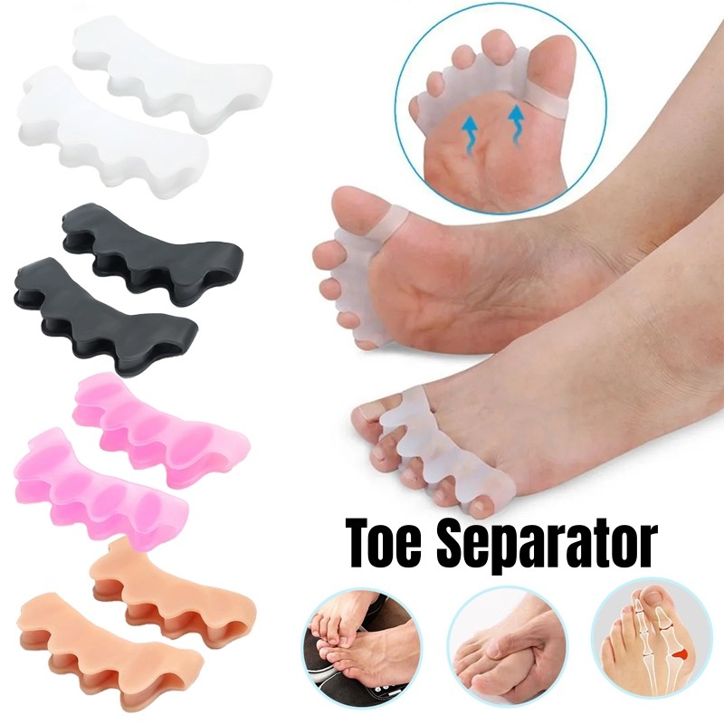 1 คู่ซิลิโคนเท้าแยกยืดหยุ่นเจล Toe Separator บรรเทาอาการปวด Toe Corrector Foot Care