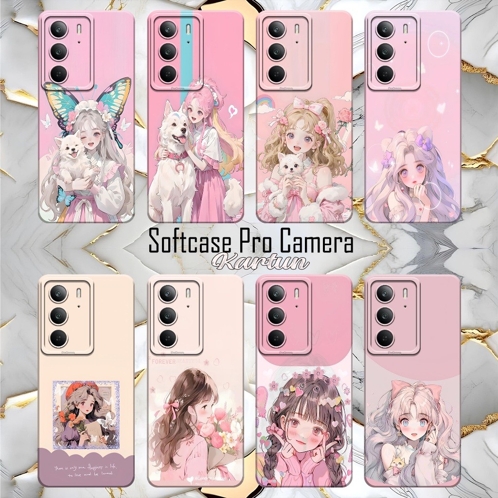 น่ารักการ์ตูนกรณี Softcase Pro กล้องสําหรับ REALME 14 2025/C67/12 5G/13 5G/11 4G NFC/C30/C30S/C33/C7