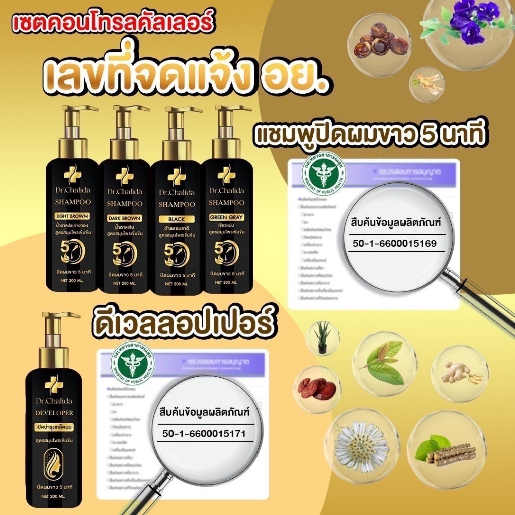1 แถม 1 ดร.ชลิดา Dr.Chalida คอนโทรลคัลเลอร์ แชมพูเปลี่ยนสีผม ย้อมผม ปิดหงอก ย้อมผม (มี 4 สี) - รูปที่ 4