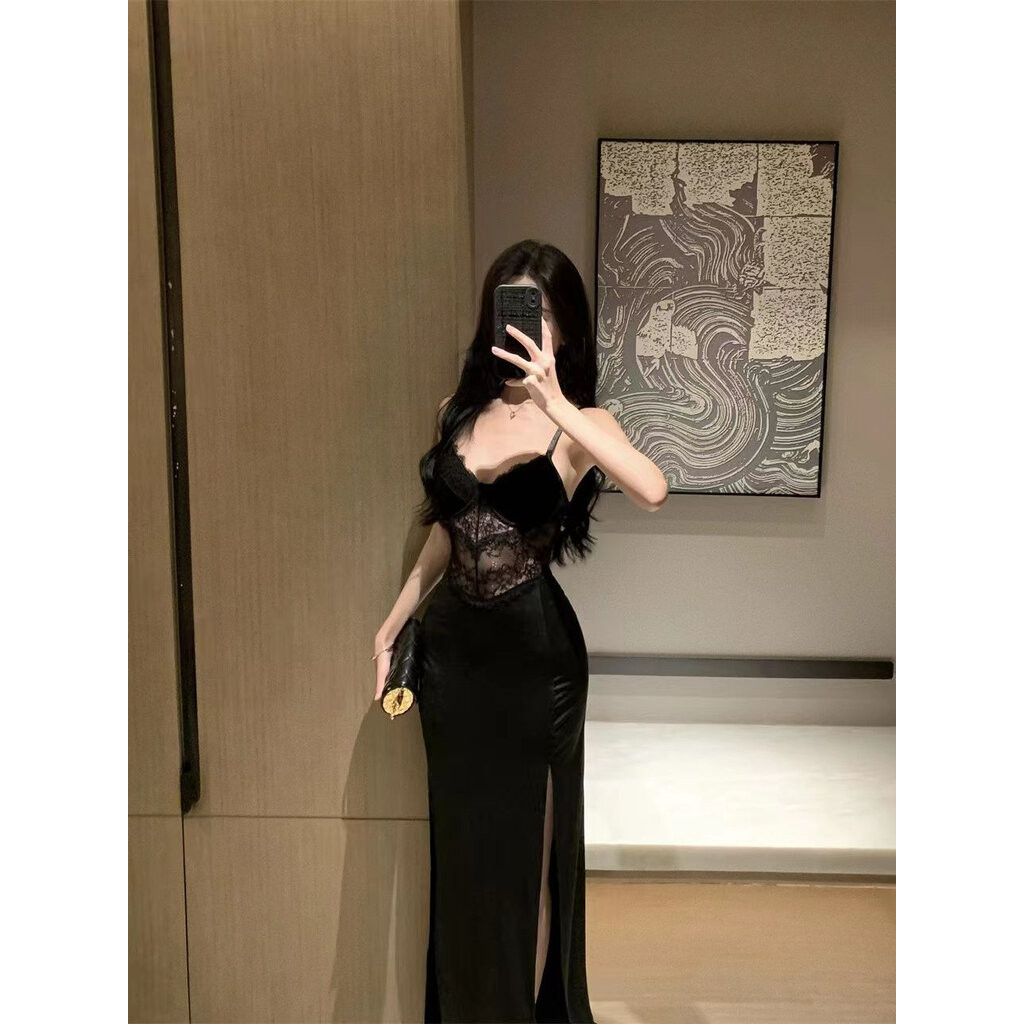 ชุดเดรสยาว สายเดี่ยว เสริมฟองน้ำ GB264 พร้อมส่งด่วนในไทย - รูปที่ 3