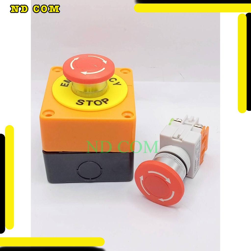 ส่งด่วนในวัน Emergency Switch box อีเมอเจนซี่สวิทซ์ ปุ่มฉุกเฉิน Push Button Switch 22mm  ป้าย เนมเพล