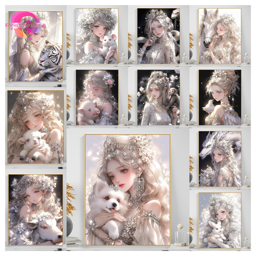ชุดเย็บปักถักร้อยแบบ 5D DIY เพชรสีน้ำมันคริสตัล ลายจีน Zodiac สำหรับตกแต่งบ้าน