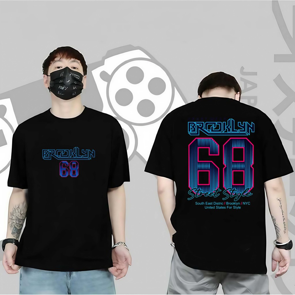 แฟชั่นพิมพ์เสื้อยืดผู้ชาย Distro Chicago Bulls Brooklyn 68 เสื้อยืดโอเวอร์ไซส์ Cool ชาย distro เสื้อ