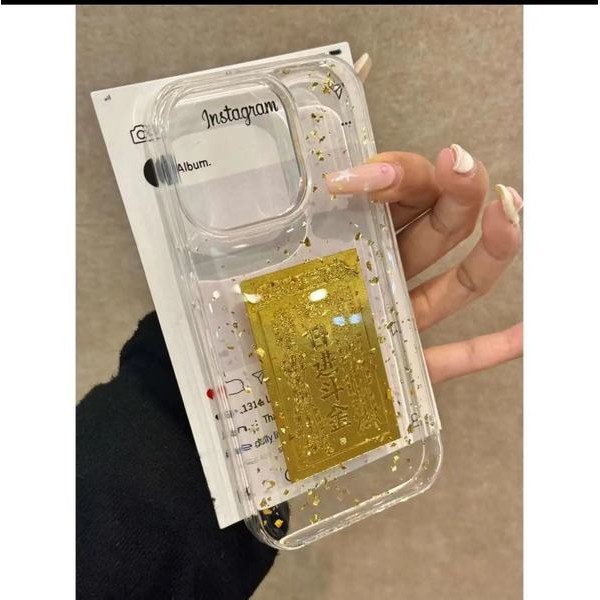 ฟอยล์สีทองอีพ็อกซี่ Rijin Doujin เคสโทรศัพท์มือถือสำหรับ ihone15promax Apple 14 16รุ่นใหม่13ชาย12หญิ