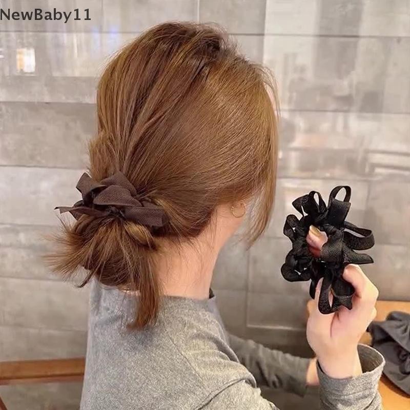 NY 5PCS เกาหลี Handmade ทอ Bow Loop สําหรับผู้หญิงยืดหยุ่นยืด Band Maker เครื่องประดับผม Elegant แฟช