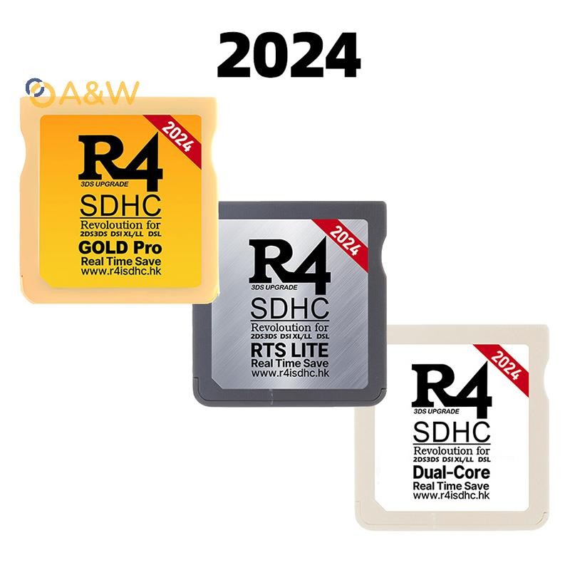 A & W 2024 สําหรับการ์ดเกม NDS สําหรับ R4I SDHC TF Card R4 SDHC Gold Pro การ์ดวิดีโอเกมการ์ดทองสีขาว
