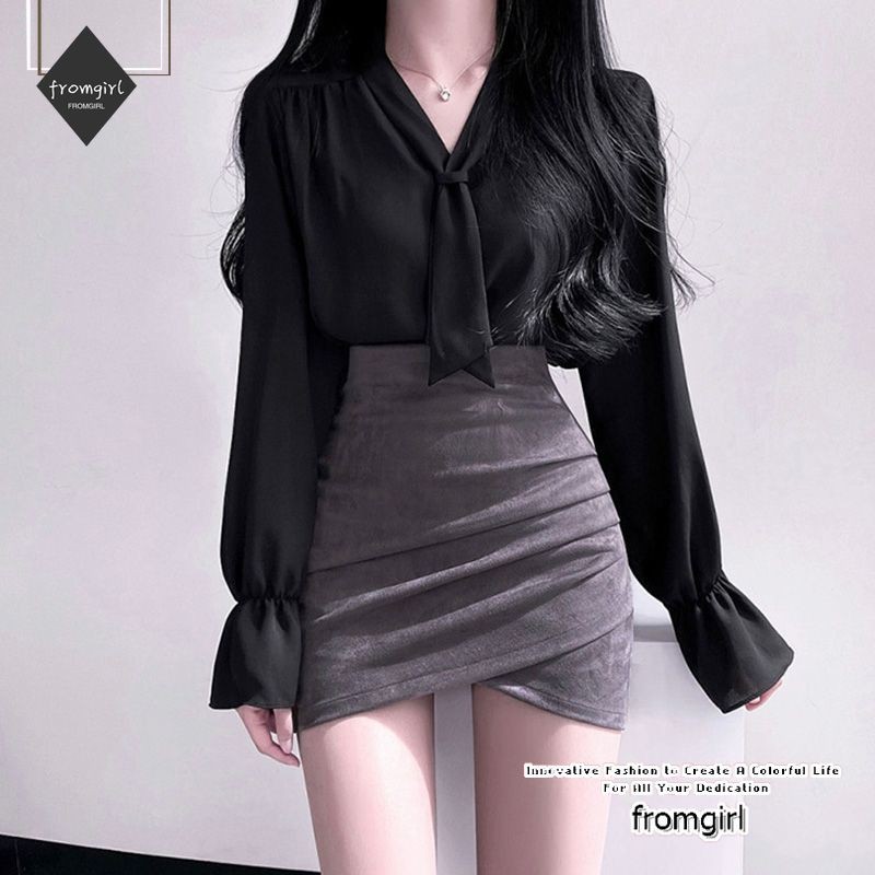 เสื้อเชิ้ตแขนยาวผ้าชีฟองสำหรับผู้หญิง สไตล์แฟชั่นฤดูใบไม้ผลิ