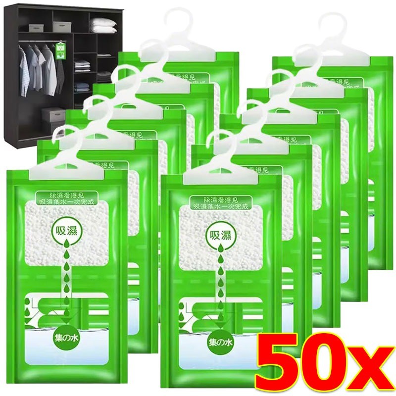 10/20/30/50 ชิ้น ถุงแขวนดูดซับความชื้น / ถุงดูดความชื้นป้องกันเชื้อราสำหรับตู้เสื้อผ้า