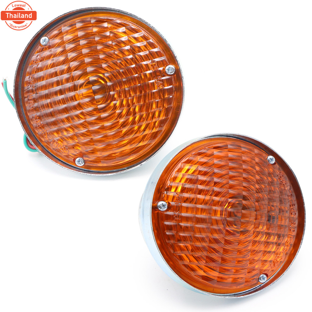 ไฟหรี่ ข้าง ทรงกลม แสกรู เลนส์สีส้ม 2 ชิ้น ขนาด 4.5นิ้ว Jeep  Aftermarket Parts Willys Jeep CJ3 CJ5 