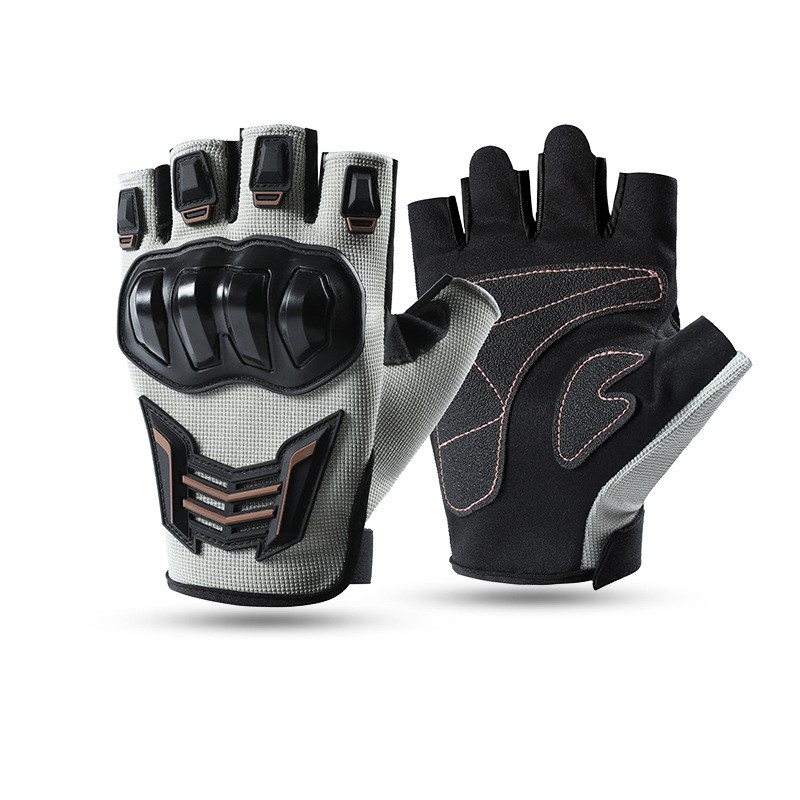 ถุงมือครึ่งนิ้วสำหรับขี่มอเตอร์ไซค์ ถุงมือครึ่งนิ้วสำหรับปั่นจักรยาน สวมใส่สบายและระบายอากาศได้ดี ปกป้องด้วยเปลือกแข็ง กันลื่น - รูปที่ 6