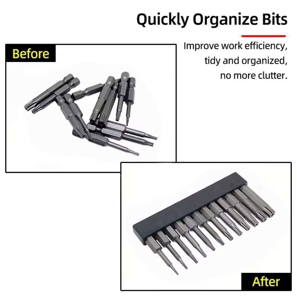 RINABONSINY ที่วางดอกไขควง, ที่เก็บหัวไขควงสีดําพลาสติก, 6/10/8/12 หลุม Hex Shank เจาะขาตั้งบิต - รูปที่ 4