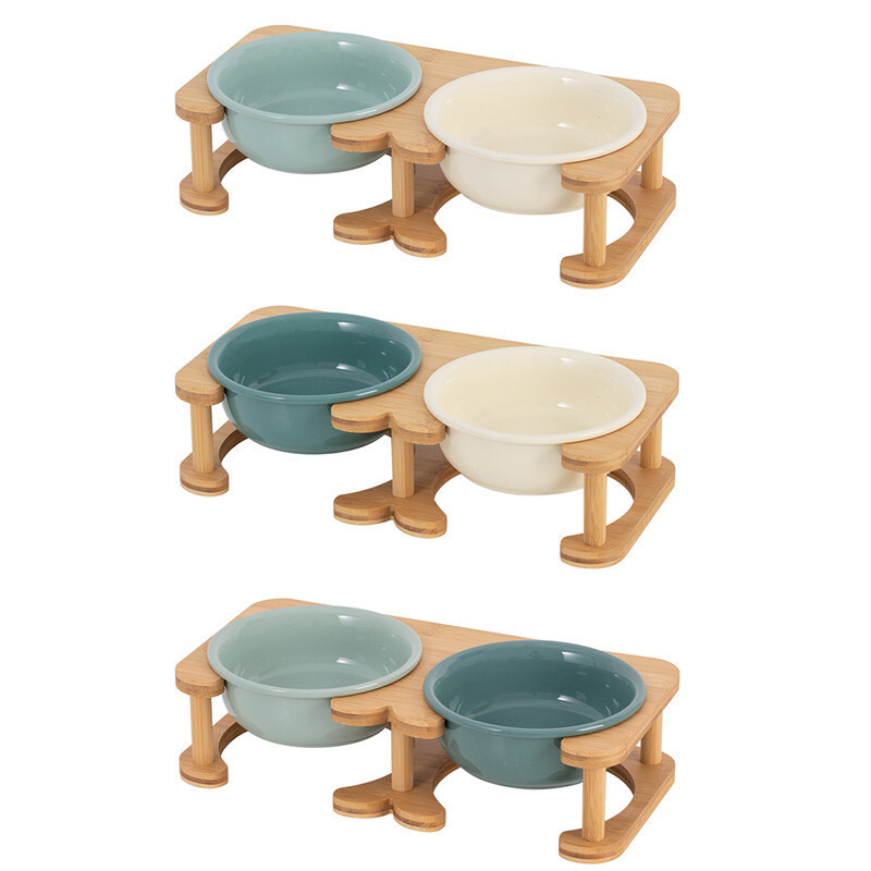 Cerac ชามสุนัขสุนัขขนาดกลางขนาดเล็กชามอาหารสุนัข Anti-overturning Corgi Shiba Inu ชามคู่ปกป้องกระดูก