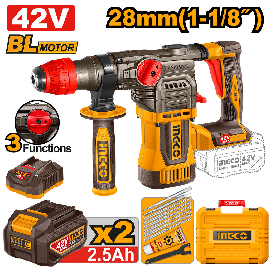 INGCO สว่านโรตารี่ไร้สาย 42V 28mm CRHLI422882
