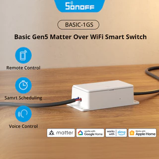 SONOFF BASIC-1GS Matter Over WiFi สมาร์ทสวิทช์ Basic Gen5 Matter Protocol พื้นผิวสัมผัสขนาดใหญ่ Magic Switch โหมดควบคุมท้องถิ่นที่เชื่อถือได้ Matter-ใช้งานร่วมกับ Apple Eco ระบบ