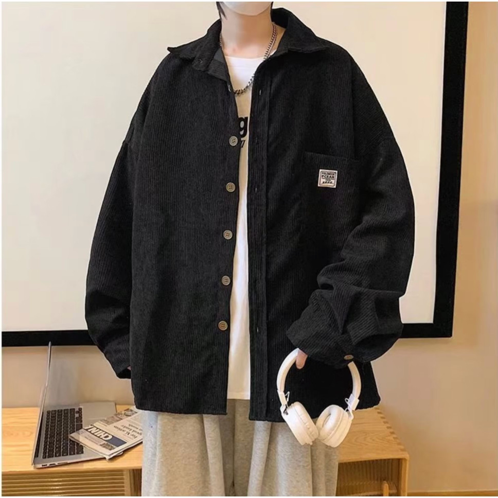 เสื้อเชิ้ตเด็กชายแบบญี่ปุ่น ทำจากผ้าลูกฟูก ทรงคลีนและสวมใส่ง่าย