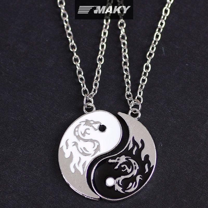 Llph แฟชั่นรูปมังกร Yin Yang สร้อยข้อมือ Tai Chi สร้อยคอคู่สําหรับแฟนแฟน Valentes Day เครื่องประดับข