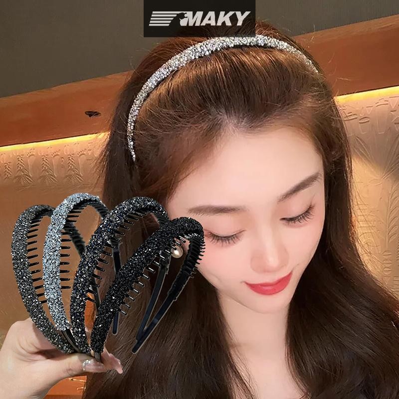 Llph ลื่น Rhinestone ผม Hoops ผู้หญิงฟันยืดหยุ่น s สําหรับผู้หญิงเงาผม Hoops LLP