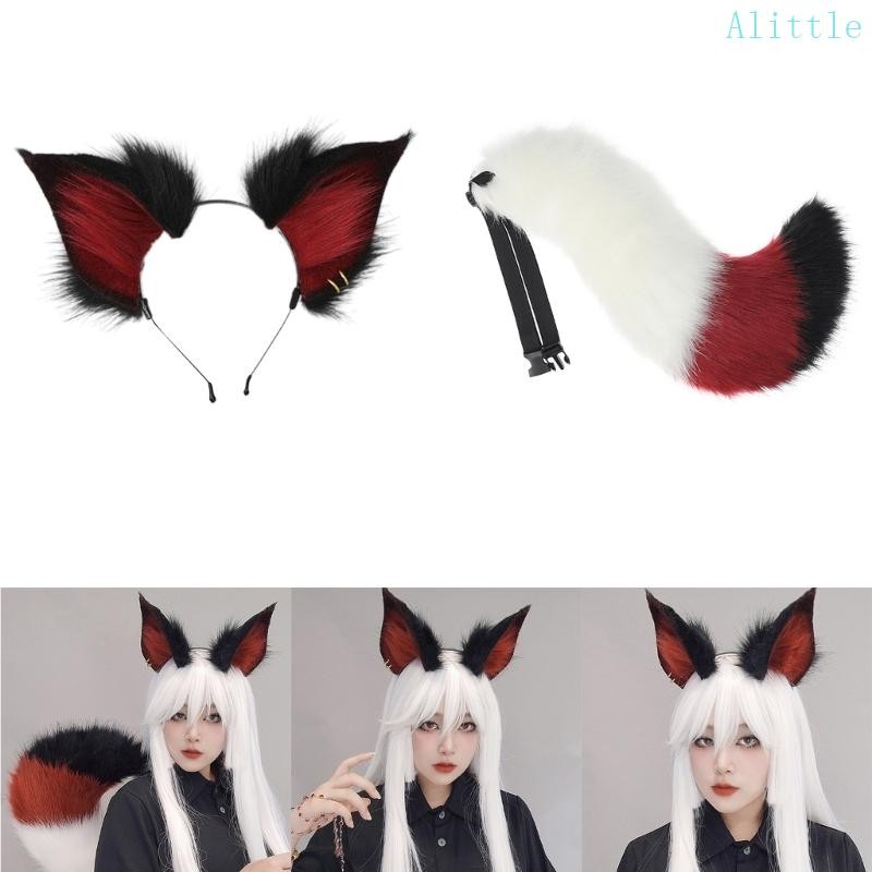 Alia Fox-Ears แถบคาดศีรษะแบบหูกระต่ายและท้ายปีกfox สำหรับงานคาร์นิวัล