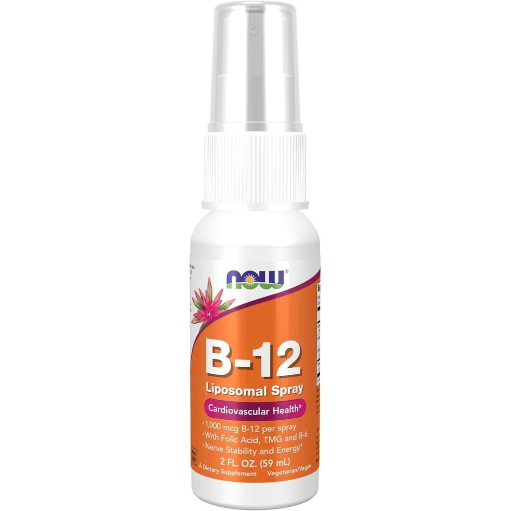 NOW Foods s, Vitamin B-12 Liposomal Spray with Folic Acid, TMG และ B-6, 2-Ounce