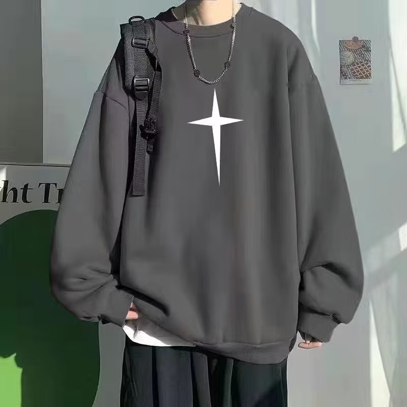 COD 2025 Crew Neck Sweatshirt Men 2023 Autumn Winter New Trendy Brand Fleece Lined Thickened Loose L