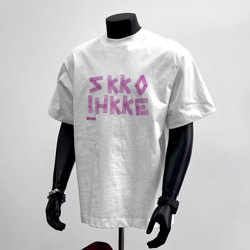 COD 2025 Unbranded Harajuku Trendy Brand Printed Short Sleeve T-Shirt Men's Casual Top Ins Fashion S