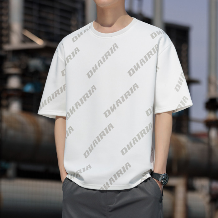 COD 2025M-8XL 2025 Summer New 7A Antibacterial Plus Size Trendy Irregular Design Printed Short Sleev