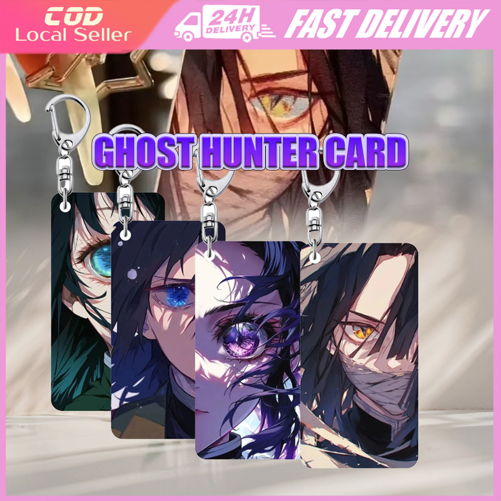 อะนิเมะ Demon Slayer Eye Card พวงกุญแจ Muichirou Giyuu Obanai Shinobu การ์ดโปร่งใสจี้