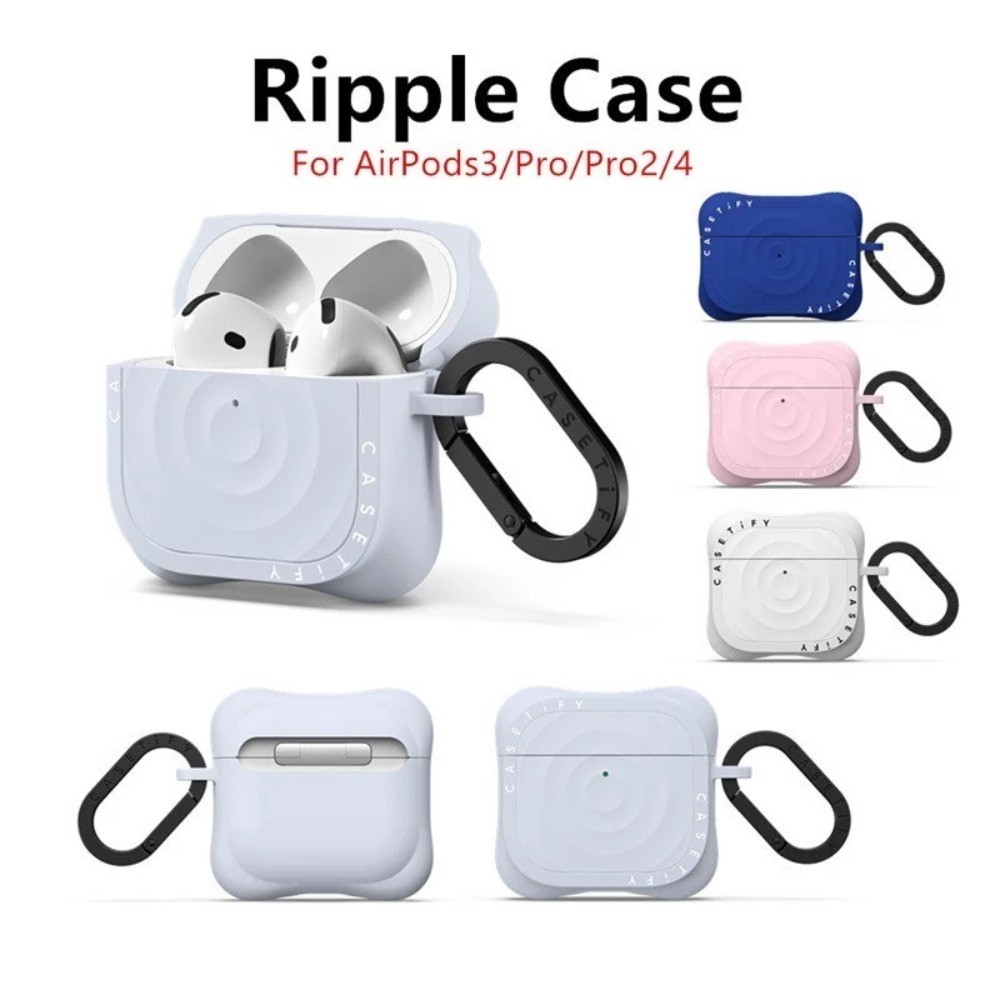คุณภาพสูง Ripple กันกระแทกหูฟังสําหรับ AirPods 4 3 Pro 2 เคสซิลิโคนเหลว Matte Anti-Slip ฝาครอบทั้งหมดปกป้องด้วยพวงกุญแจ