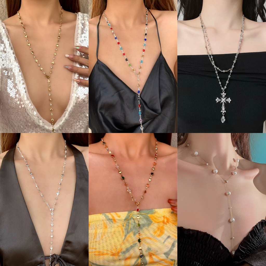 สร้อยคอ อัญมณีสี รูปหัวใจ ins ย้อนยุค สไตล์เกาหลี y2k โลหะผสม สำหรับผู้หญิง แฟชั่น หลากหลายสไตล์