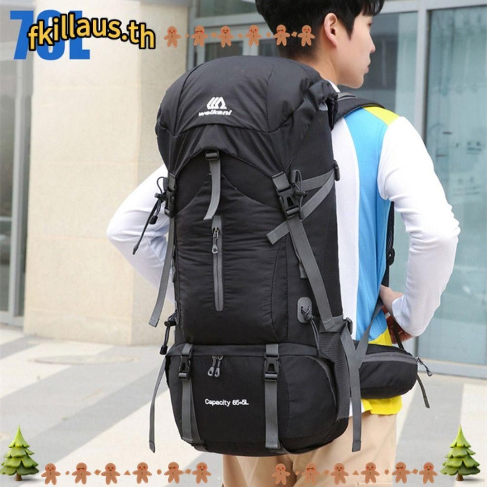 FKILLAUS Travel Rucksack,อเนกประสงค์ 70Lกระเป๋าเป้สะพายหลัง,แบบพกพากันน้ํามือถือความจุขนาดใหญ่กระเป๋