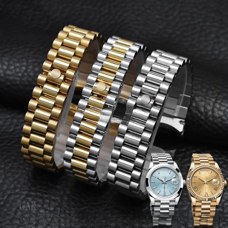 Dytona Rol-ex Oyster Perpetual/Datejust Compatible Bracelet - 20mm Solid Steel 3-Link Band พร้อมปลาย