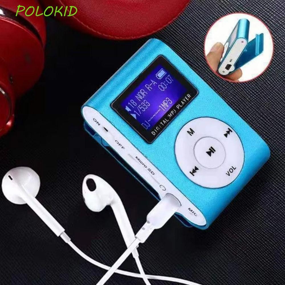 POLOKID USB MP3 เครื่องเล่นเพลง,คลิปโลหะพร้อมหน้าจอ LCD เครื่องเล่น MP3 ขนาดเล็กแบบพกพา,บันทึกรองรับ SD TF ปุ่มสัมผัสช่องเสียบการ์ดนักเรียน Walkman ของขวัญ