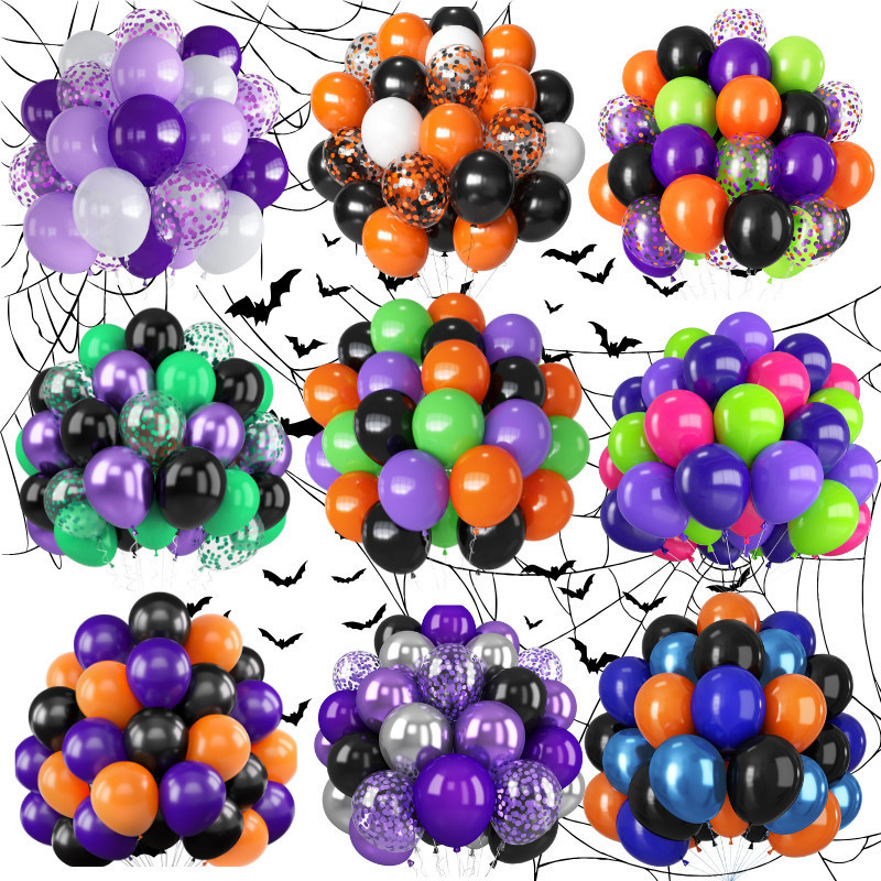 (ร้านไทย  มีใบกำกับภาษี)ลูกโป่งกลม ลูกโป่งยางลายวันฮาโลวีน วันปล่อยผี SBB