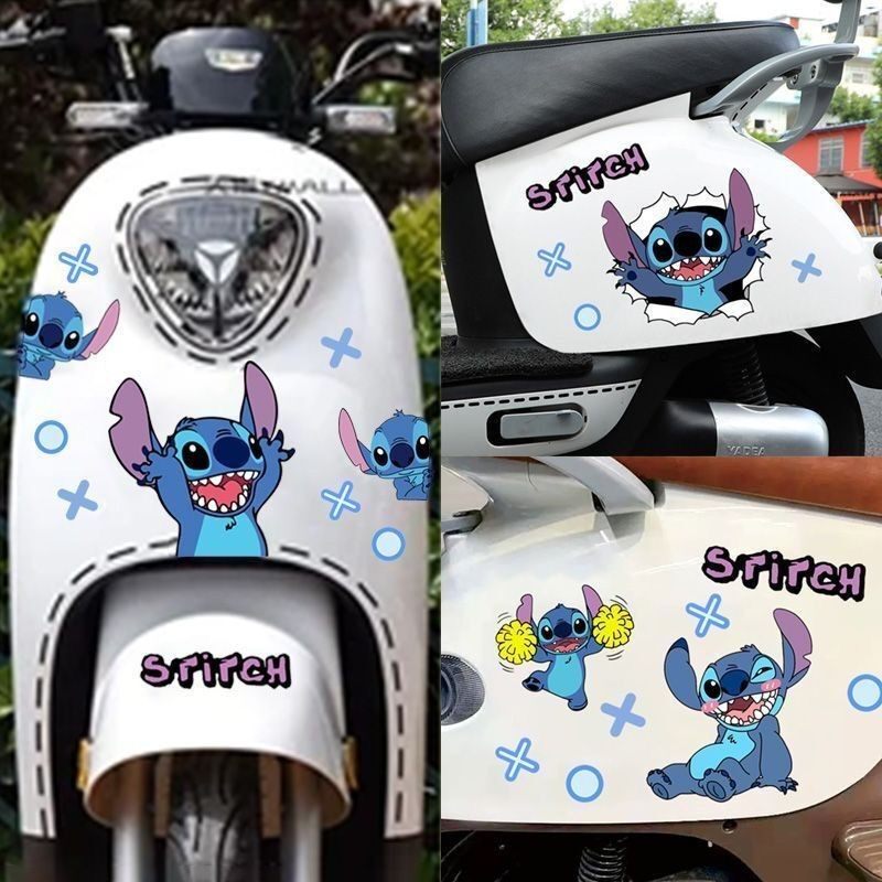 TB Spot Goods#Electric Scooter Sticker Decoration Cute Cartoon Stitch Motorcycle Electric Bike Scrat
