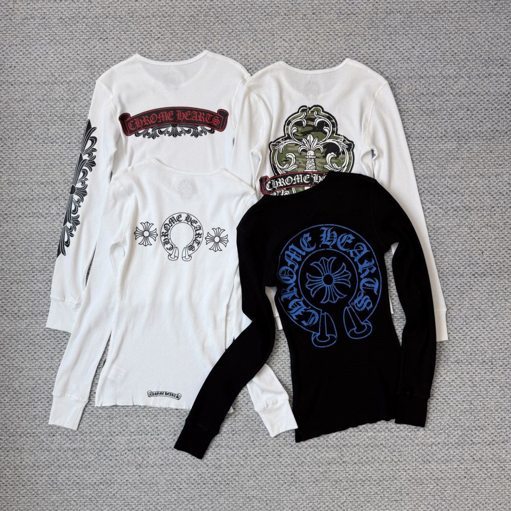 เสื้อยืดแขนยาวสำหรับผู้หญิง แบบ STREET WEAR จาก CH CROW WAFFLE คุณภาพสูง